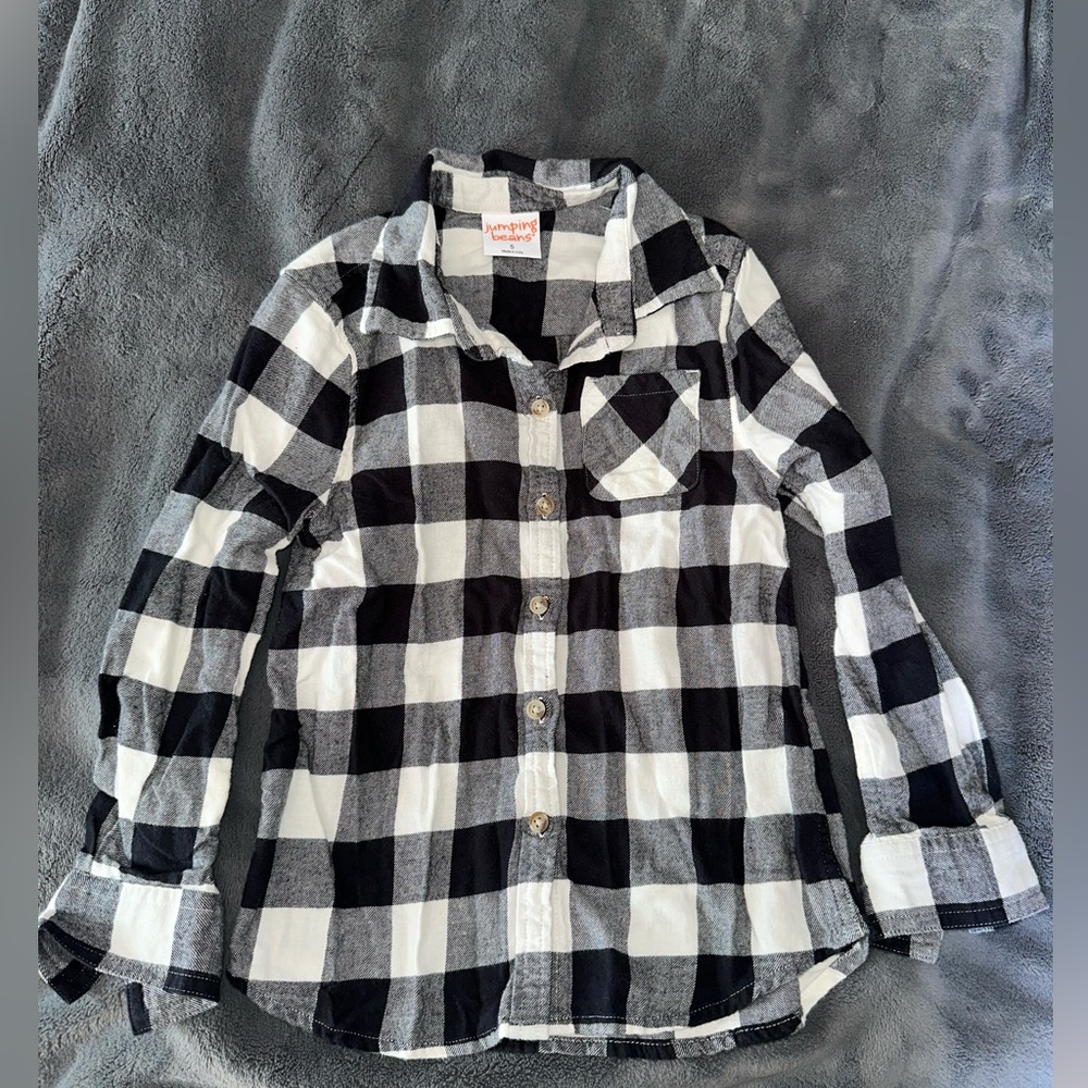 Jumping beans toddler black and white long sleeve button up